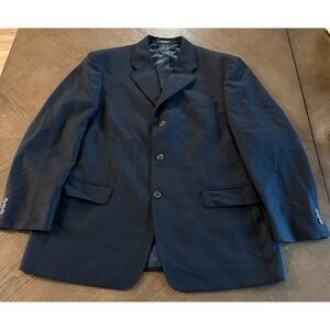 Eddie Bauer Sport‎ Coat 42R Navy Blue 100% Wool 3 Button Blazer